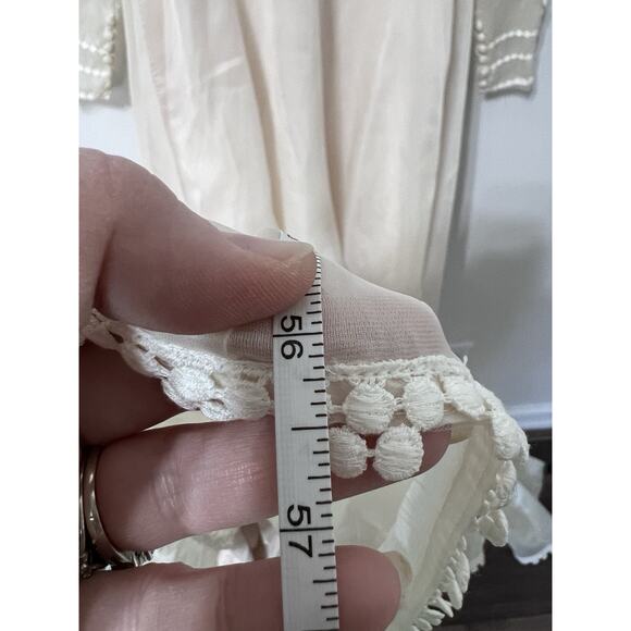 VTG 1970s Wedding Dress Empire Waist Sz Small High Neck Boho Ivory Hippie - Picture 13 of 16